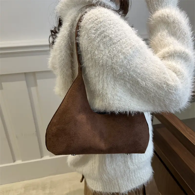 Women's Suede Shoulder Bag Vintage Patchwork Design - Image 8