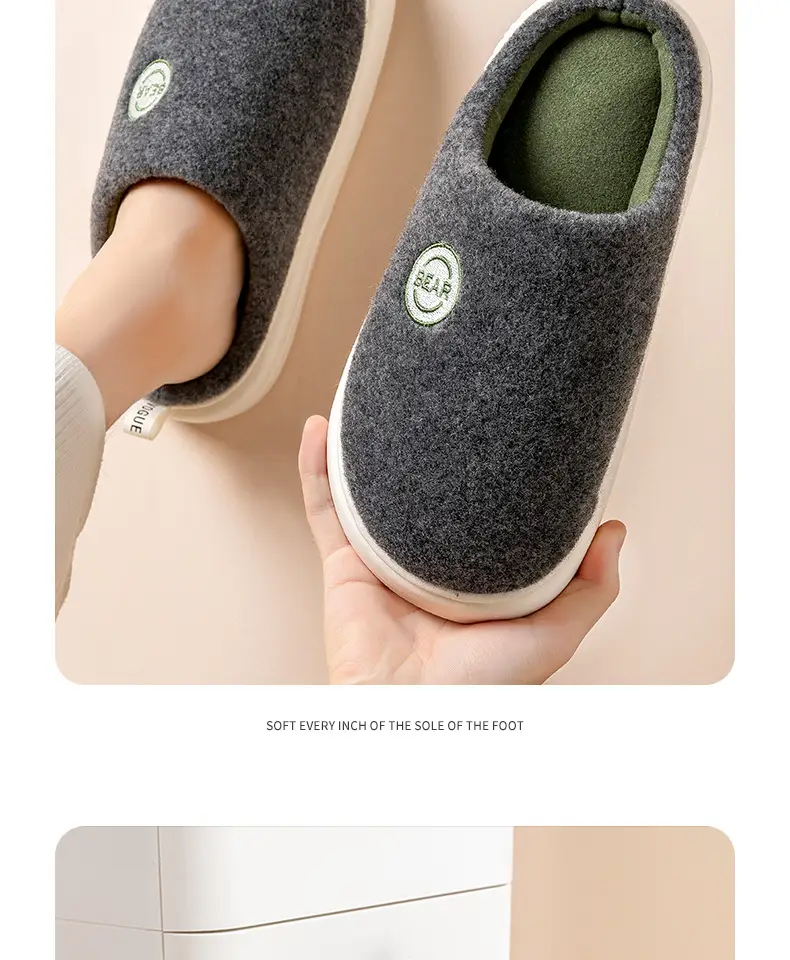 Men's Cotton Slippers for Winter, Soft-Soled Indoor Home Slippers, Thick-Soled, Fleece-Lined Latex Slippers for Women, Winter Home Casual Warm Fleece Slippers — feature 23
