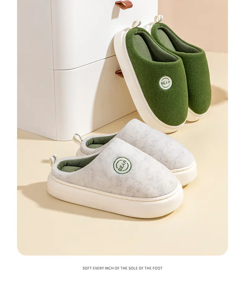 Men's Cotton Slippers for Winter, Soft-Soled Indoor Home Slippers, Thick-Soled, Fleece-Lined Latex Slippers for Women, Winter Home Casual Warm Fleece Slippers — feature 24