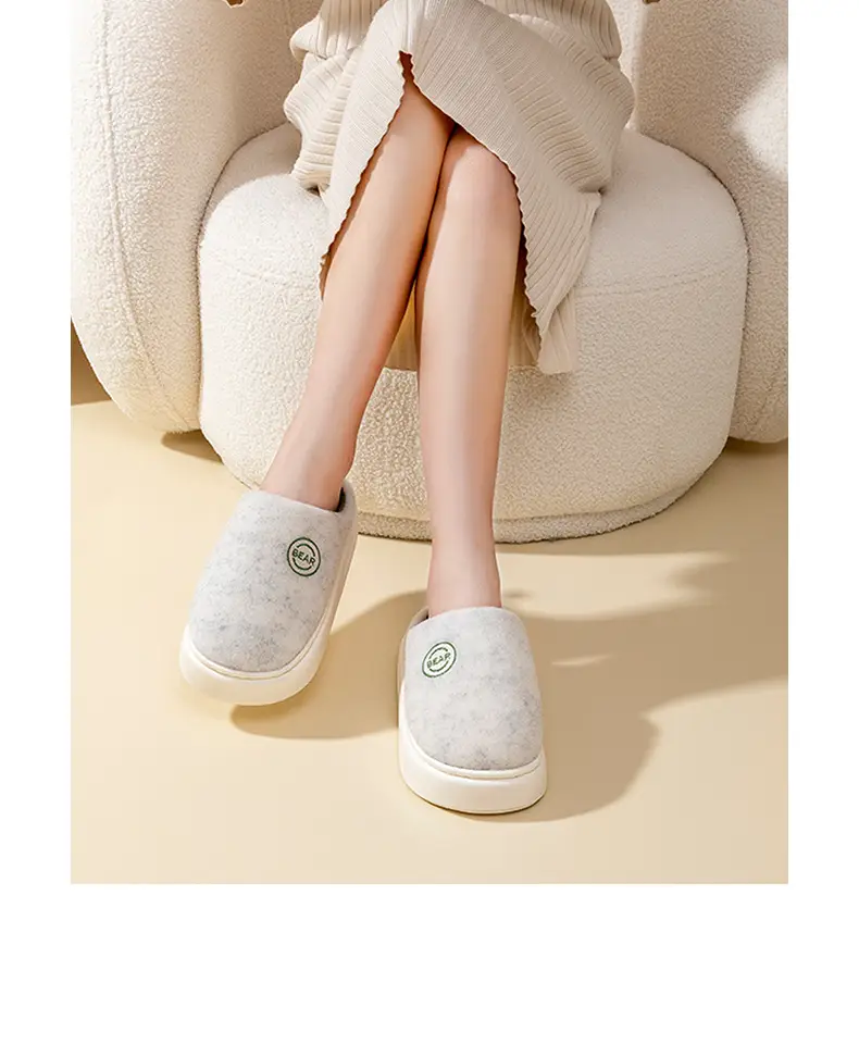 Men's Cotton Slippers for Winter, Soft-Soled Indoor Home Slippers, Thick-Soled, Fleece-Lined Latex Slippers for Women, Winter Home Casual Warm Fleece Slippers — feature 6