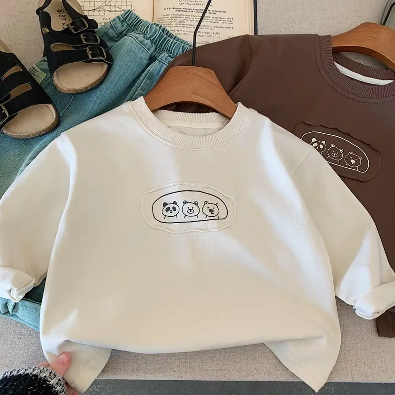 Children's Long Sleeve T-Shirt Brown Panda Print 2025 — feature 10