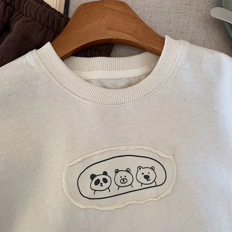 Children's Long Sleeve T-Shirt Brown Panda Print 2025 — feature 8