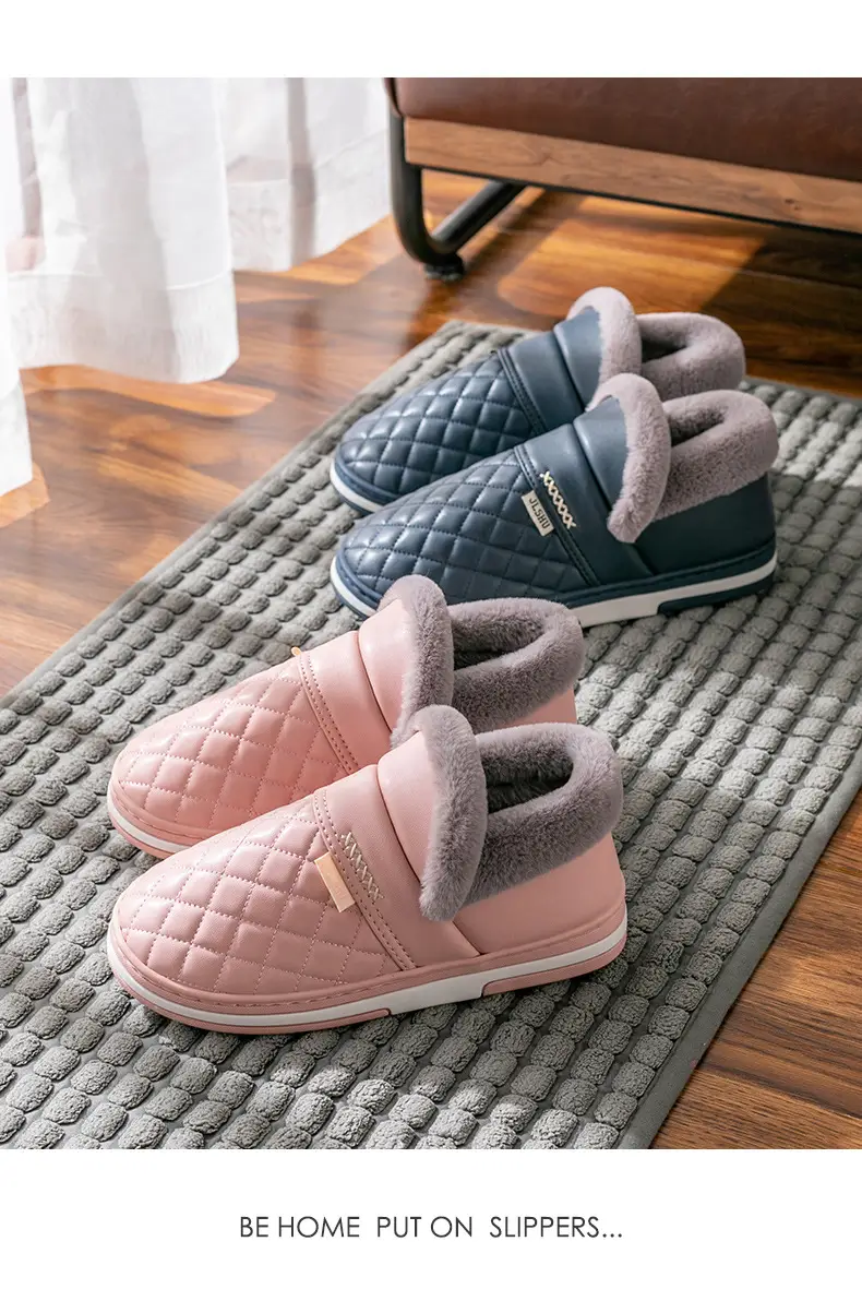 Waterproof Cotton Slippers for Women Winter Bag Heel Indoor Home Elderly Fleece-Lined Thickeneded Cotton Shoes Men's Outer Wear Cotton Shoes Confinement Shoes — feature 13