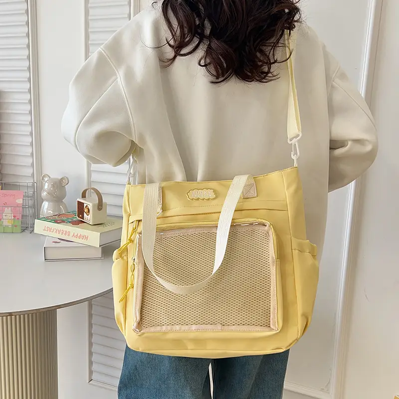 Japanese Style Black Shoulder Tote Bag Large Capacity - Image 6