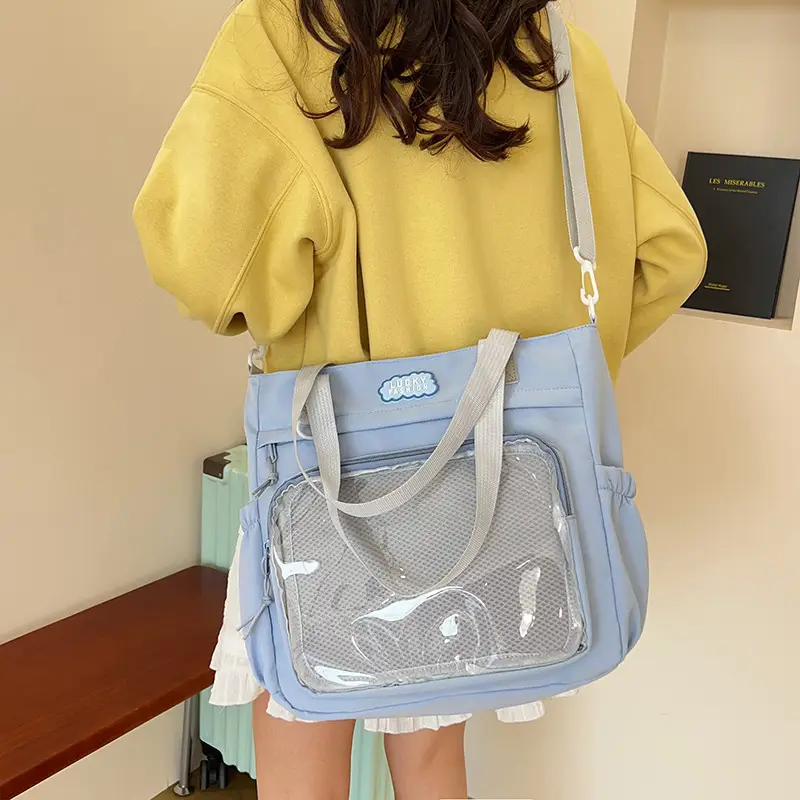 Japanese Style Black Shoulder Tote Bag Large Capacity - Image 7