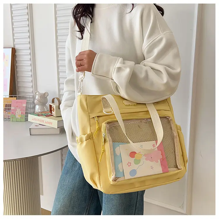 Japanese Style Black Shoulder Tote Bag Large Capacity — feature 14