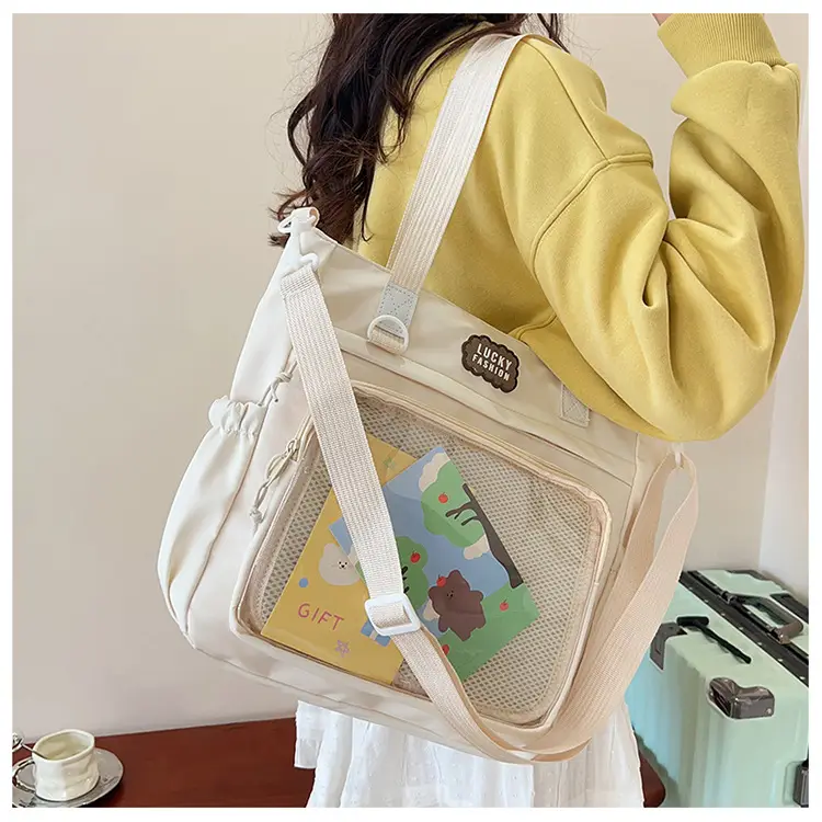 Japanese Style Black Shoulder Tote Bag Large Capacity — feature 18