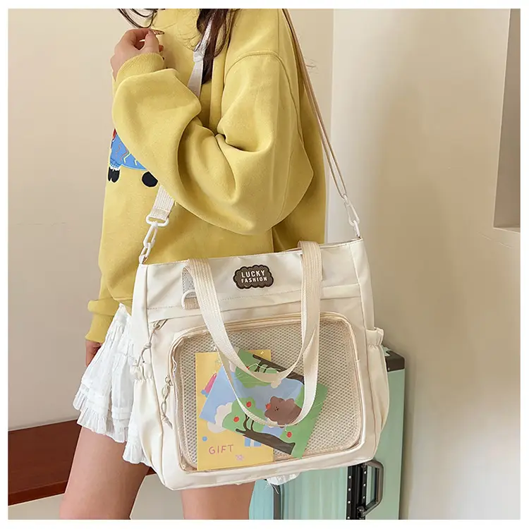 Japanese Style Black Shoulder Tote Bag Large Capacity — feature 19