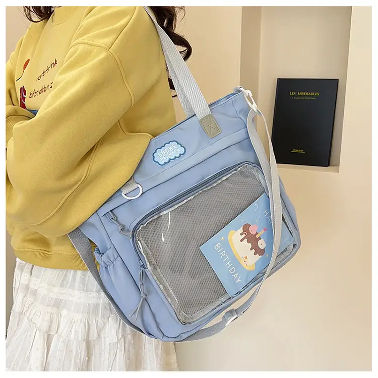 Japanese Style Black Shoulder Tote Bag Large Capacity — feature 20