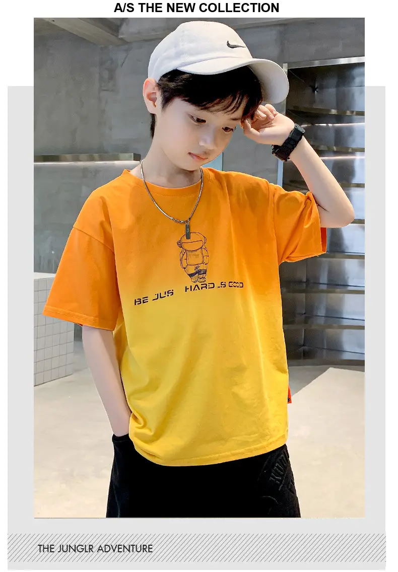 Kids Cotton T-Shirt Blue Graphic Summer Wear — feature 16