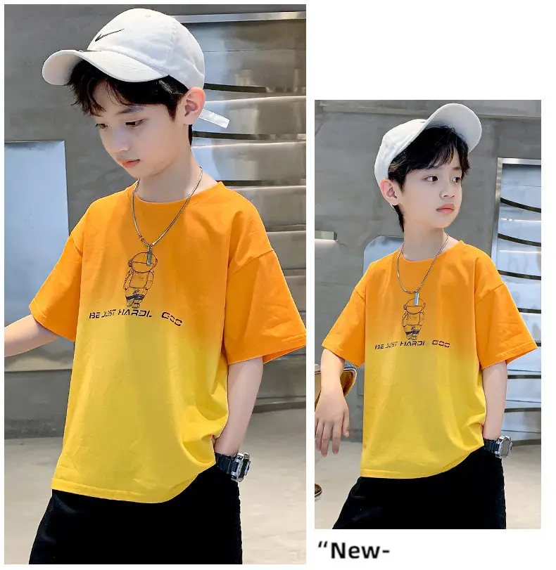 Kids Cotton T-Shirt Blue Graphic Summer Wear — feature 17