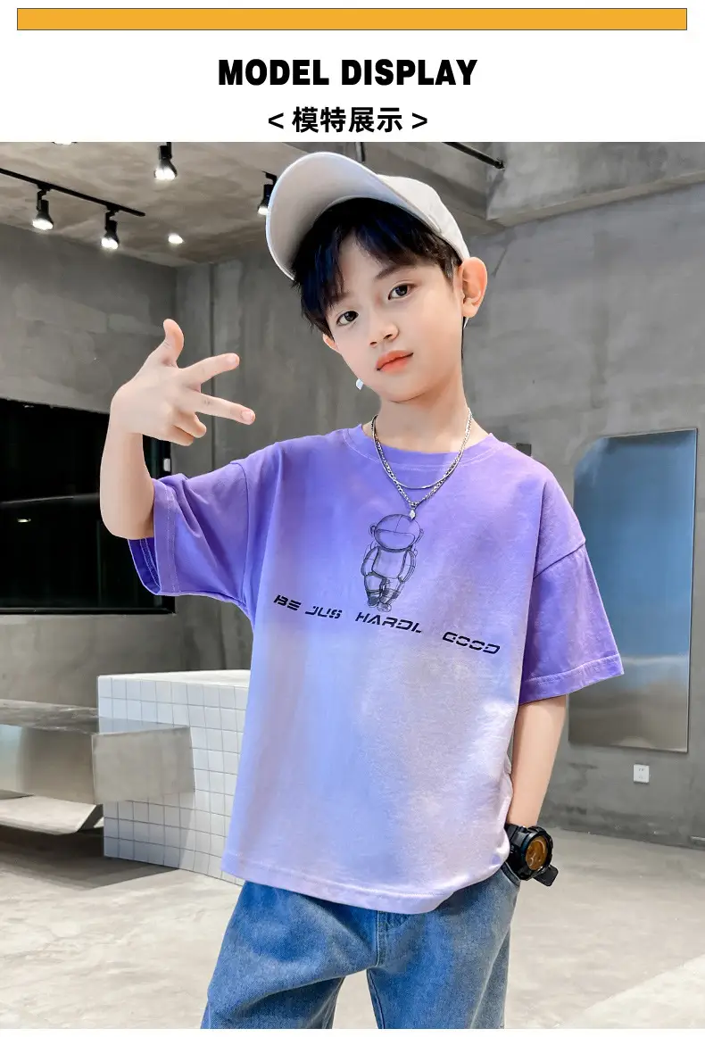 Kids Cotton T-Shirt Blue Graphic Summer Wear — feature 6
