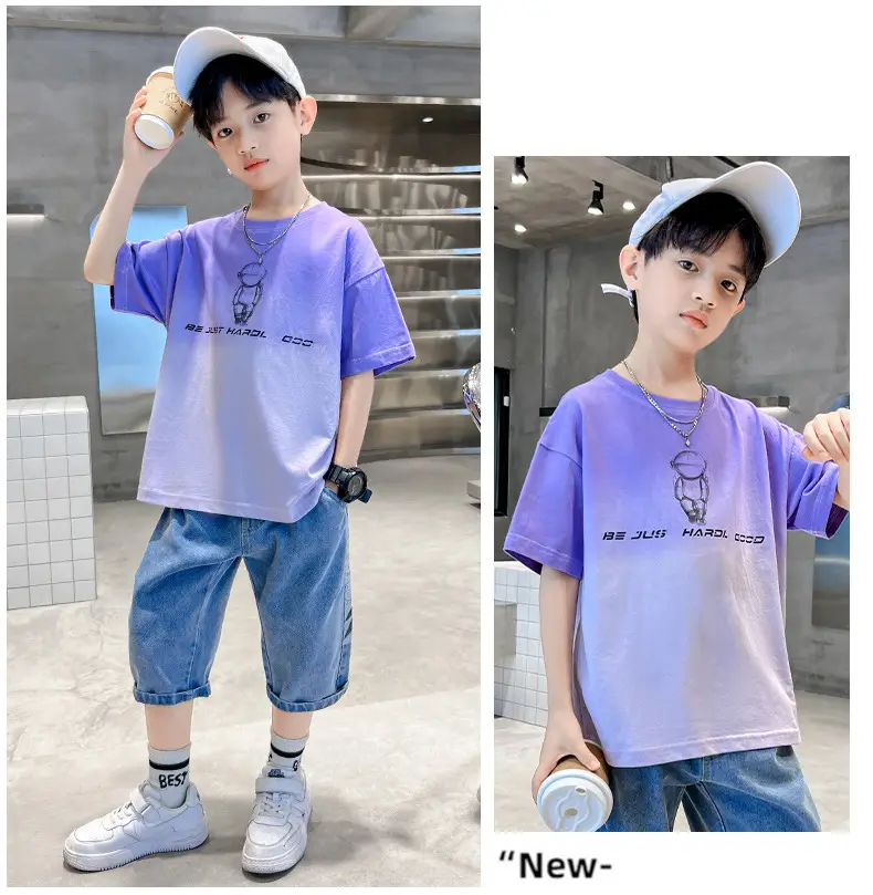Kids Cotton T-Shirt Blue Graphic Summer Wear — feature 8