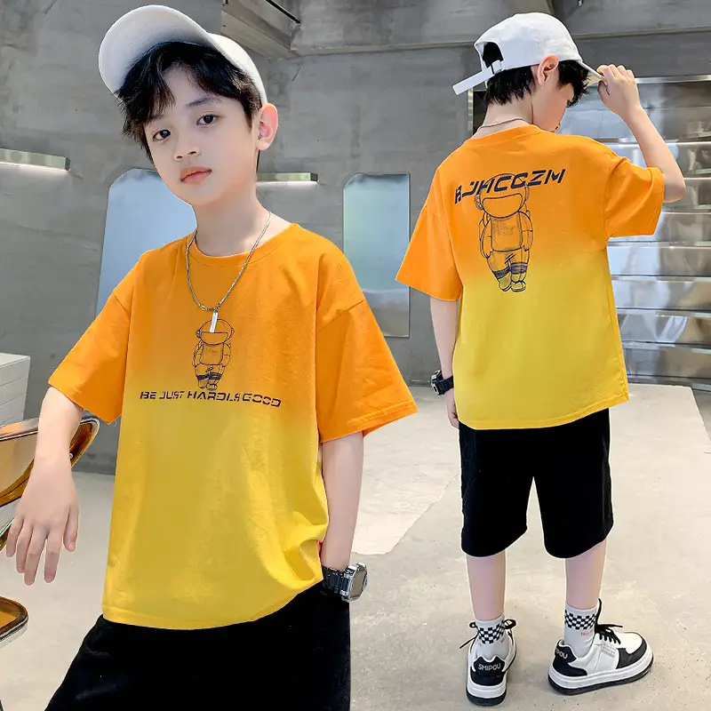Kids Cotton T-Shirt Blue Graphic Summer Wear - Image 4