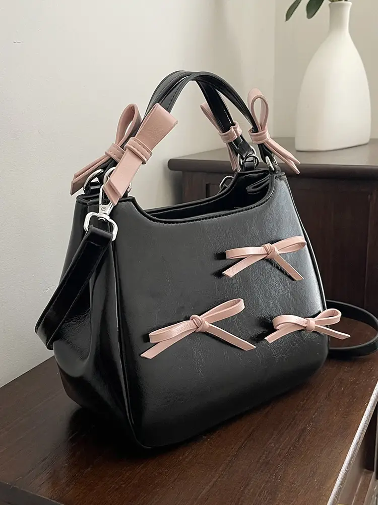 Black Bow Detail Shoulder Bag for Girls 2025 - Image 5