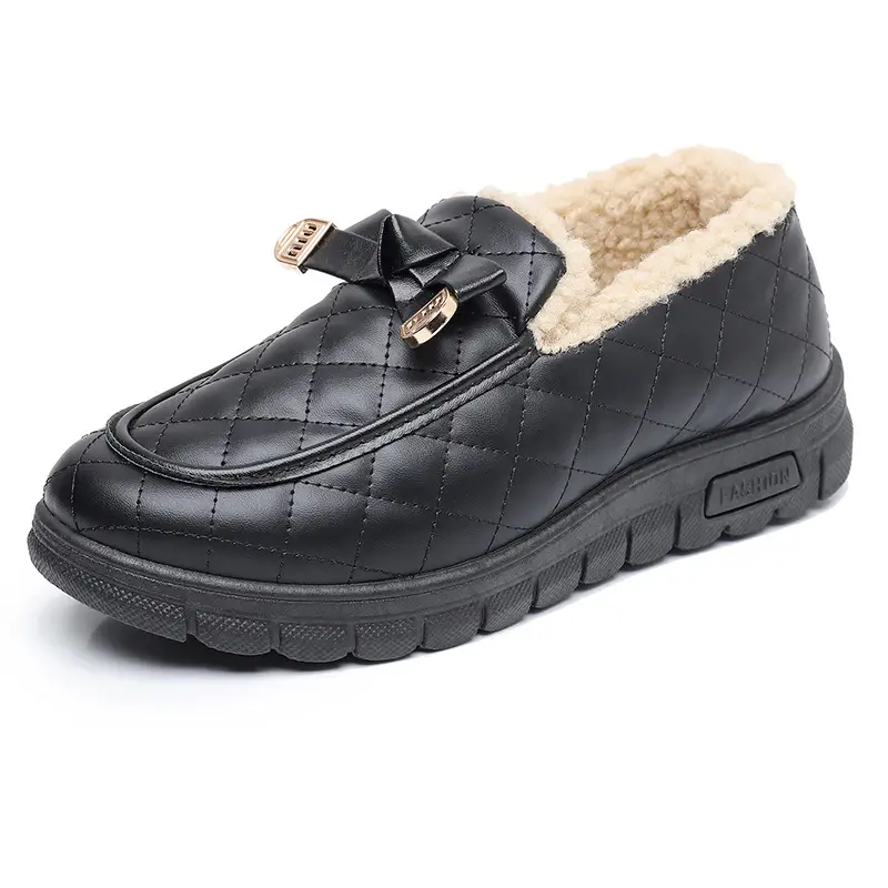 Women's Winter New Style Slip-On Cotton Shoes with Fleece Lining, Cold-Proof, Comfortable Loafers, Warm Mom Shoes - Image 7
