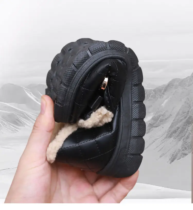 Women's Winter New Style Slip-On Cotton Shoes with Fleece Lining, Cold-Proof, Comfortable Loafers, Warm Mom Shoes — feature 11
