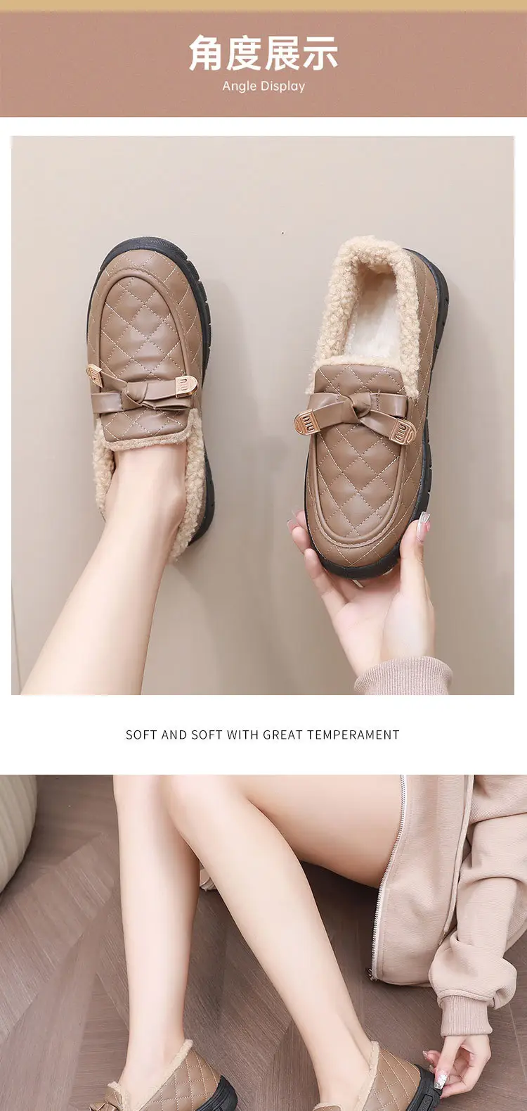 Women's Winter New Style Slip-On Cotton Shoes with Fleece Lining, Cold-Proof, Comfortable Loafers, Warm Mom Shoes — feature 16
