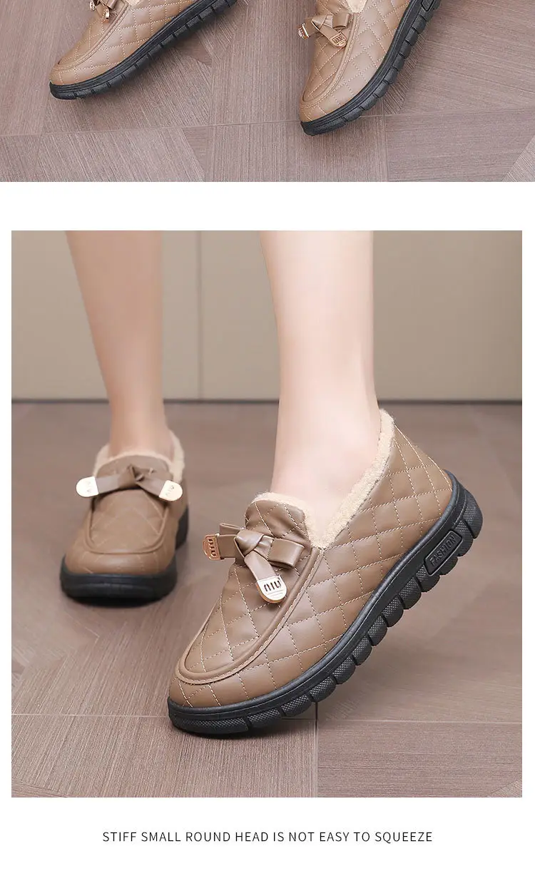 Women's Winter New Style Slip-On Cotton Shoes with Fleece Lining, Cold-Proof, Comfortable Loafers, Warm Mom Shoes — feature 17