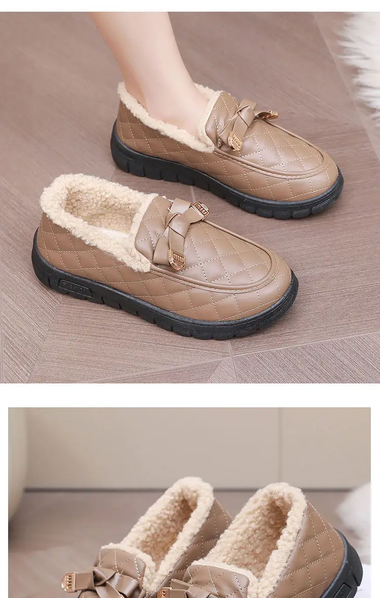 Women's Winter New Style Slip-On Cotton Shoes with Fleece Lining, Cold-Proof, Comfortable Loafers, Warm Mom Shoes — feature 18