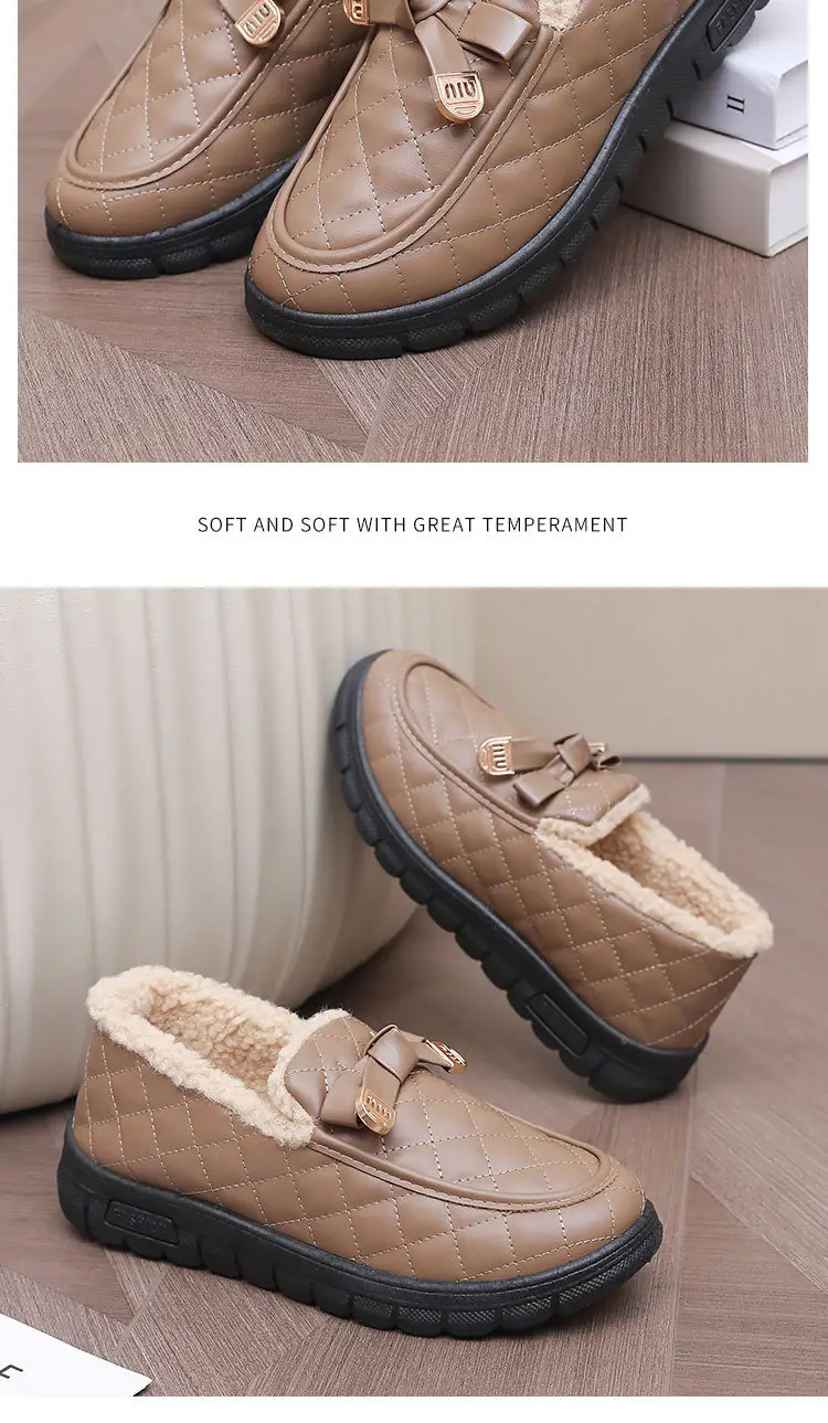 Women's Winter New Style Slip-On Cotton Shoes with Fleece Lining, Cold-Proof, Comfortable Loafers, Warm Mom Shoes — feature 19
