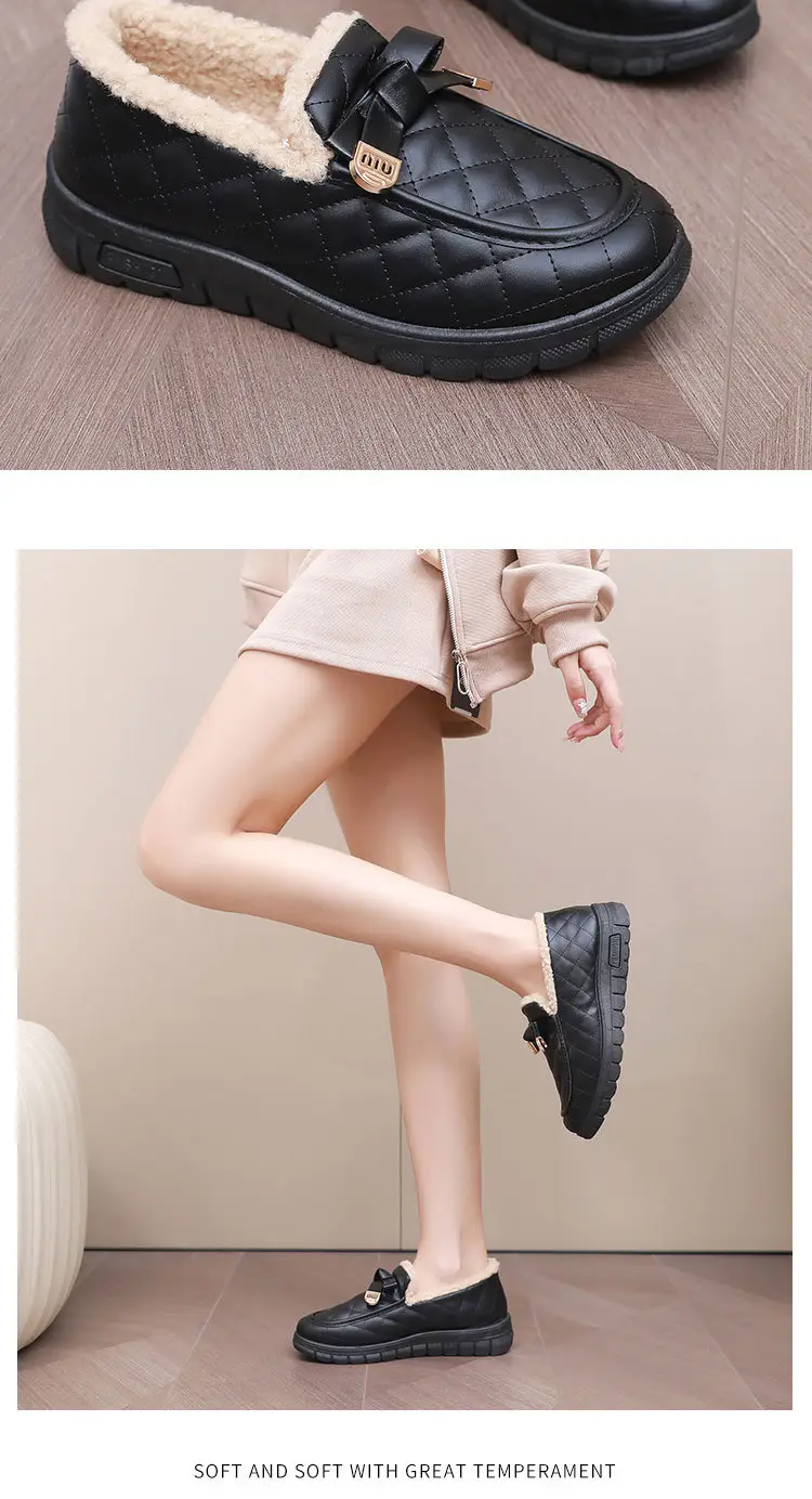 Women's Winter New Style Slip-On Cotton Shoes with Fleece Lining, Cold-Proof, Comfortable Loafers, Warm Mom Shoes — feature 21