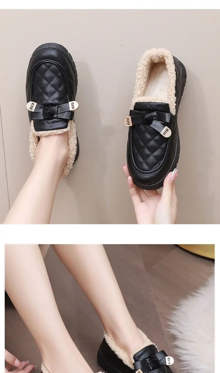 Women's Winter New Style Slip-On Cotton Shoes with Fleece Lining, Cold-Proof, Comfortable Loafers, Warm Mom Shoes — feature 22