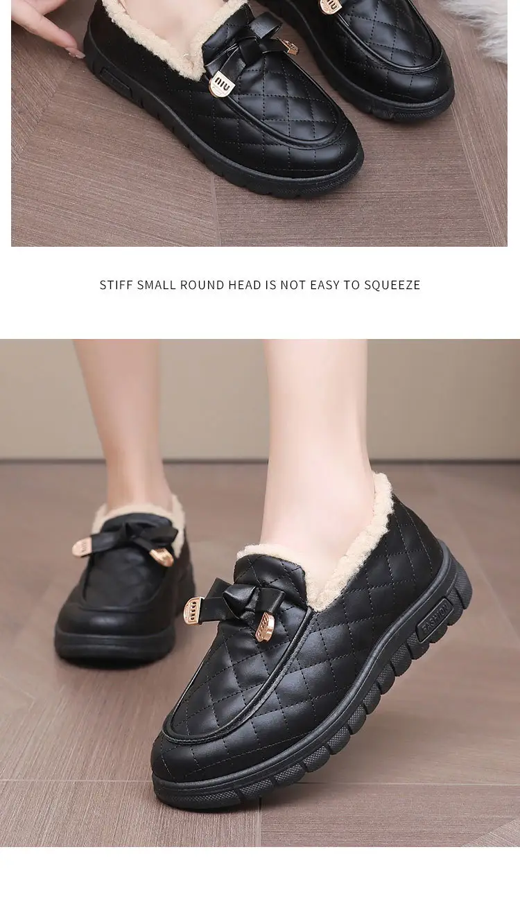 Women's Winter New Style Slip-On Cotton Shoes with Fleece Lining, Cold-Proof, Comfortable Loafers, Warm Mom Shoes — feature 23