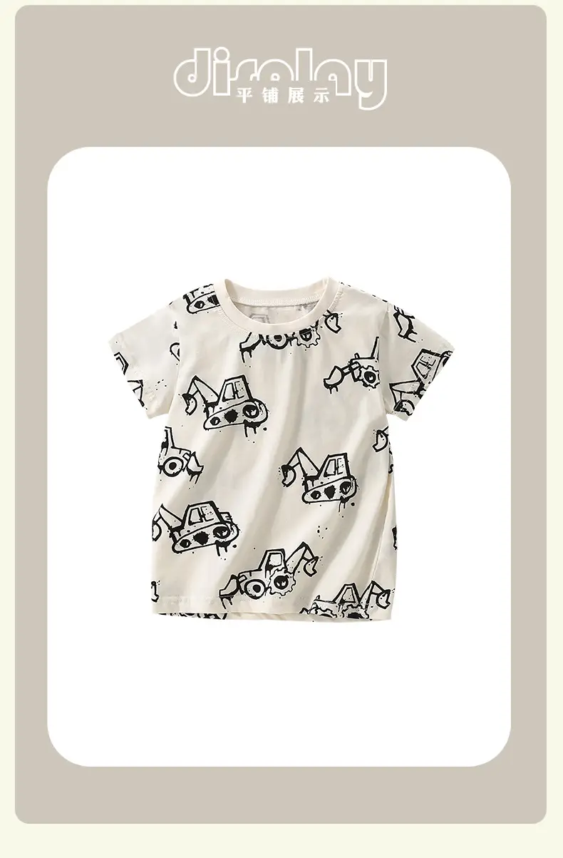 Cross-border boys T-shirt summer print round neck — feature 11