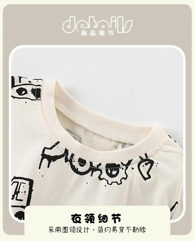 Cross-border boys T-shirt summer print round neck — feature 7