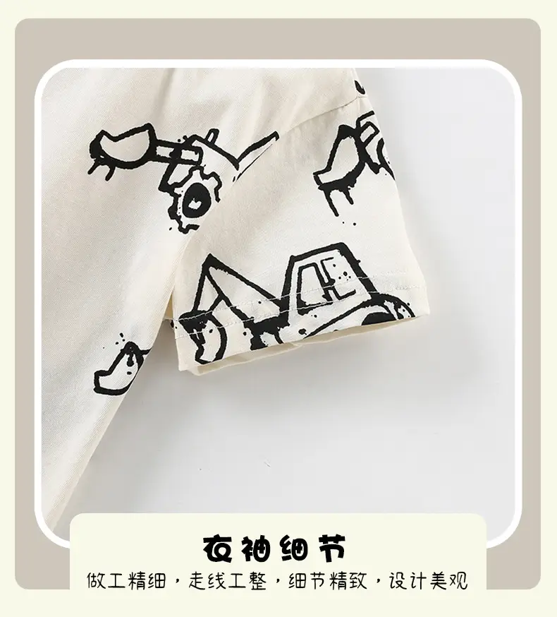 Cross-border boys T-shirt summer print round neck — feature 9