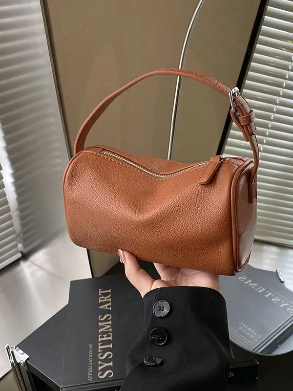 Women's Tan Leather Shoulder Bag 2026 Winter New - Image 5