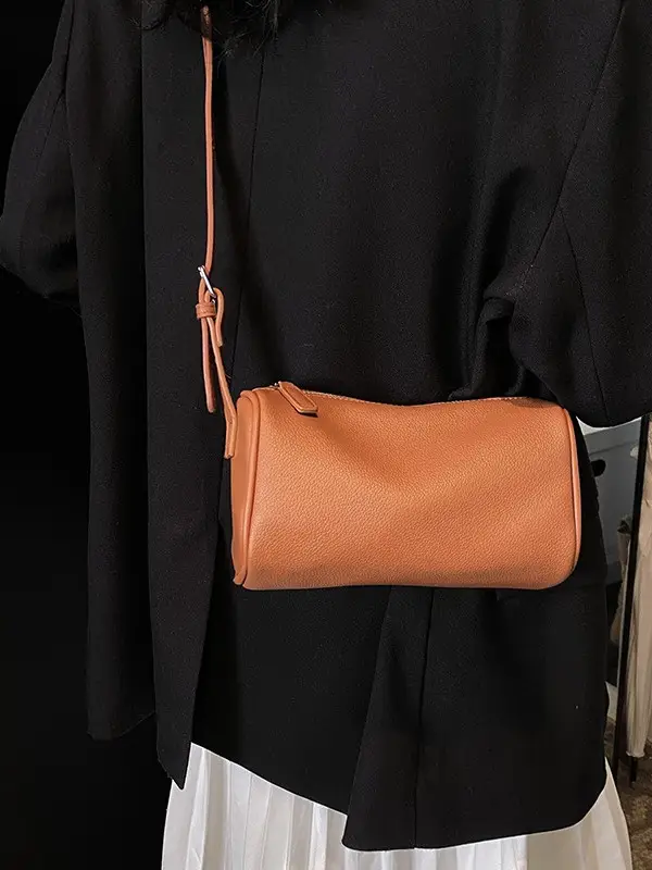 Women's Tan Leather Shoulder Bag 2026 Winter New - Image 6