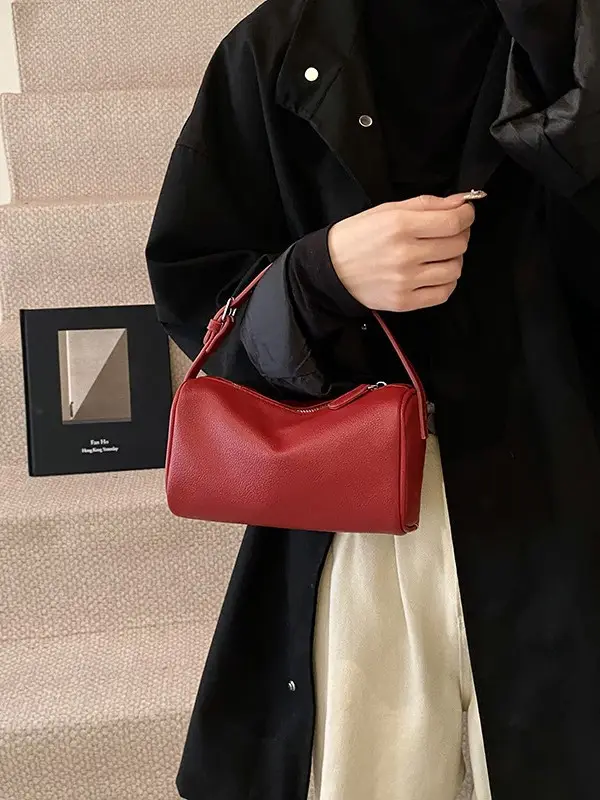 Women's Tan Leather Shoulder Bag 2026 Winter New - Image 8