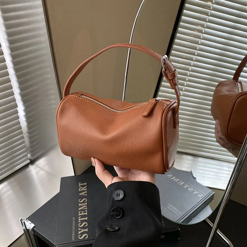 Women's Tan Leather Shoulder Bag 2026 Winter New - Image 2