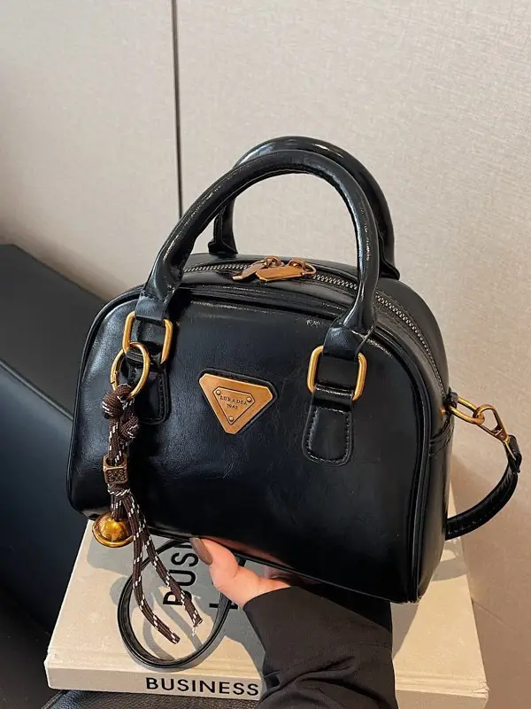 Women's Brown Leather Crossbody Bag with Chain Strap