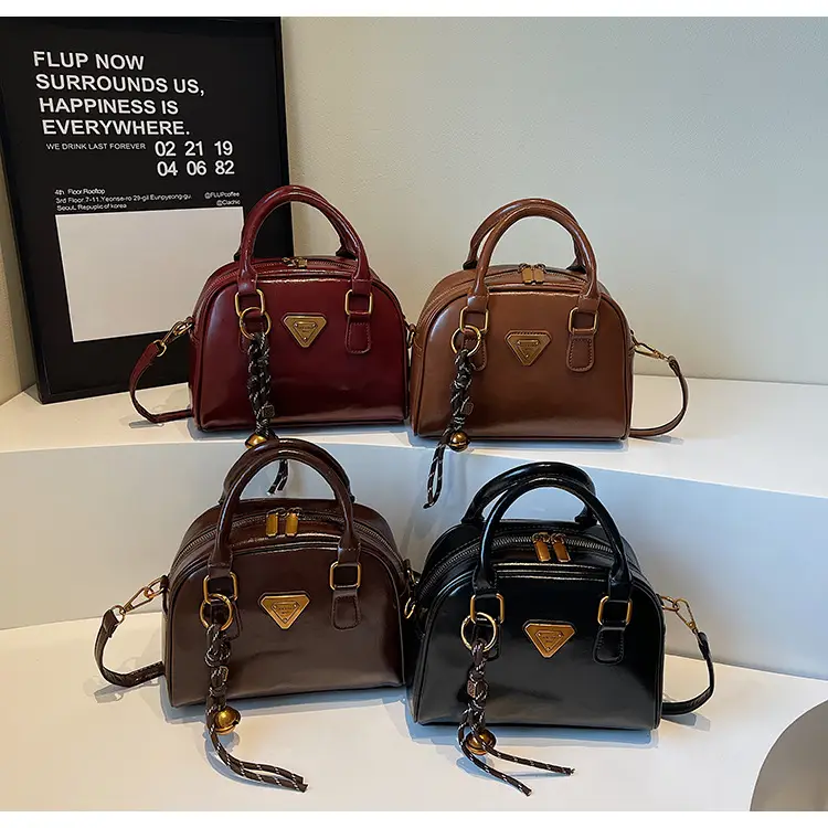 Women's Brown Leather Crossbody Bag with Chain Strap — feature 1
