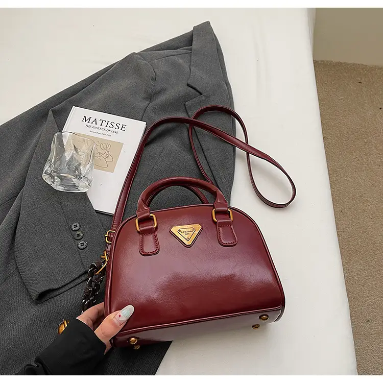 Women's Brown Leather Crossbody Bag with Chain Strap — feature 29