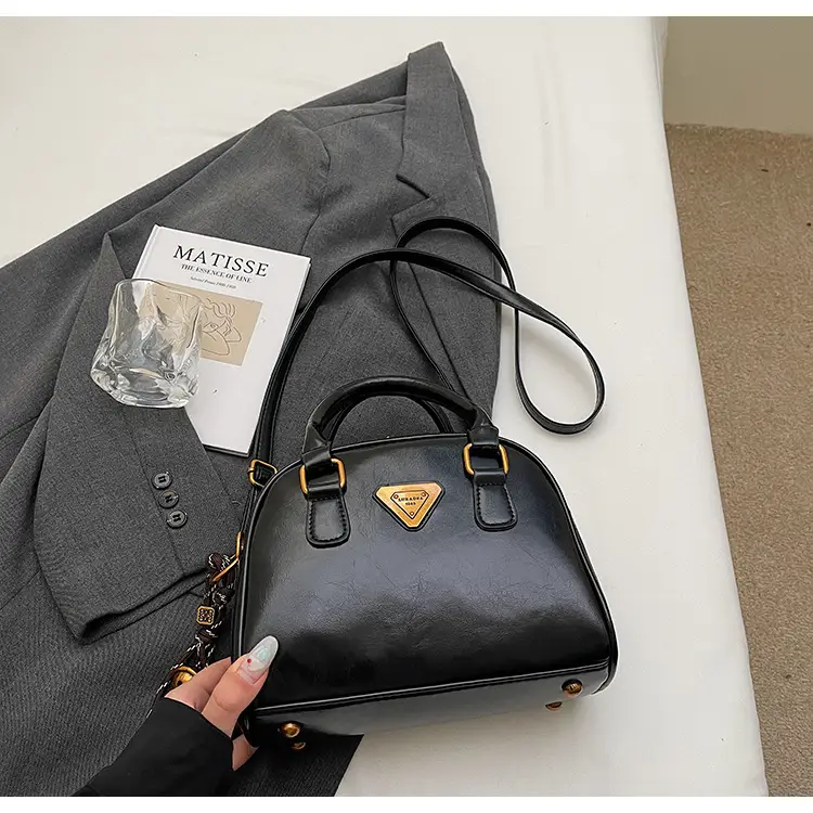 Women's Brown Leather Crossbody Bag with Chain Strap — feature 35