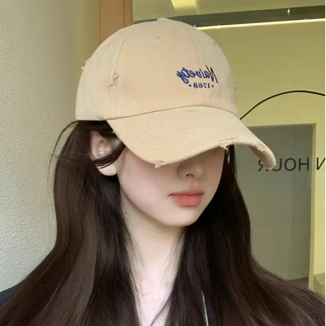 Beige Embroidered Baseball Cap for Girls Summer Wear - Image 11
