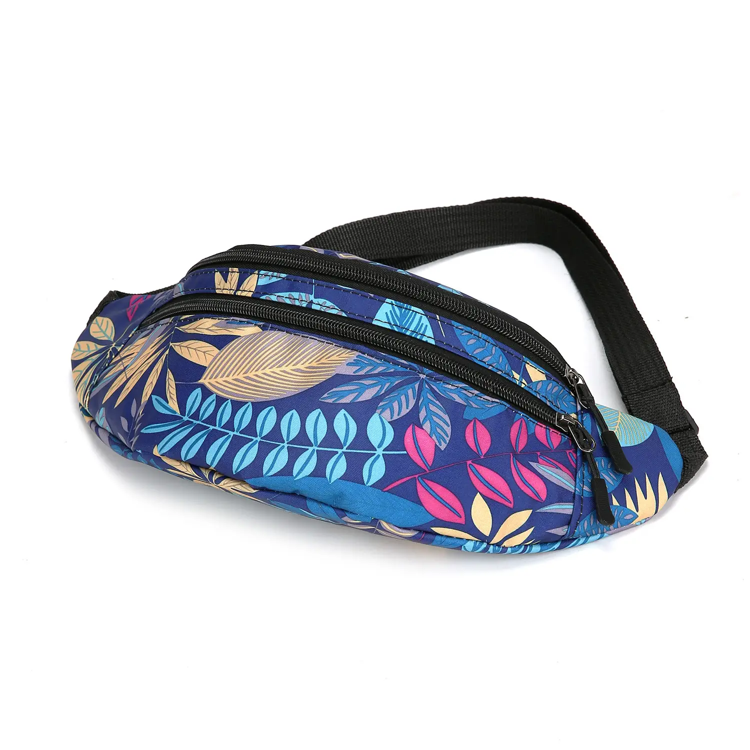 Outdoor Printed Mobile Phone Waist Bag Multi-compartment Double Zipper