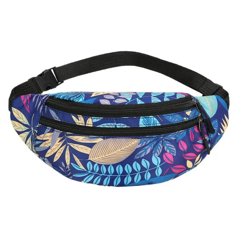 Outdoor Printed Mobile Phone Waist Bag Multi-compartment Double Zipper