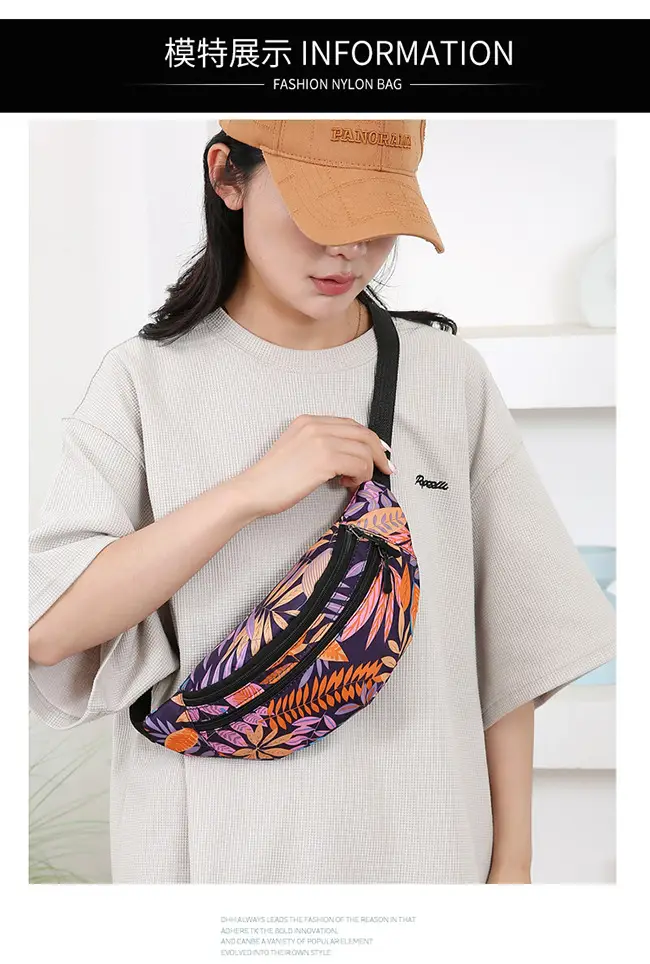Outdoor Printed Mobile Phone Waist Bag Multi-compartment Double Zipper — feature 11