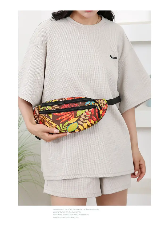 Outdoor Printed Mobile Phone Waist Bag Multi-compartment Double Zipper — feature 16