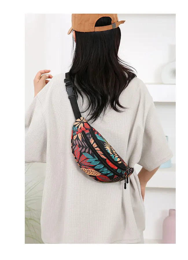 Outdoor Printed Mobile Phone Waist Bag Multi-compartment Double Zipper — feature 18