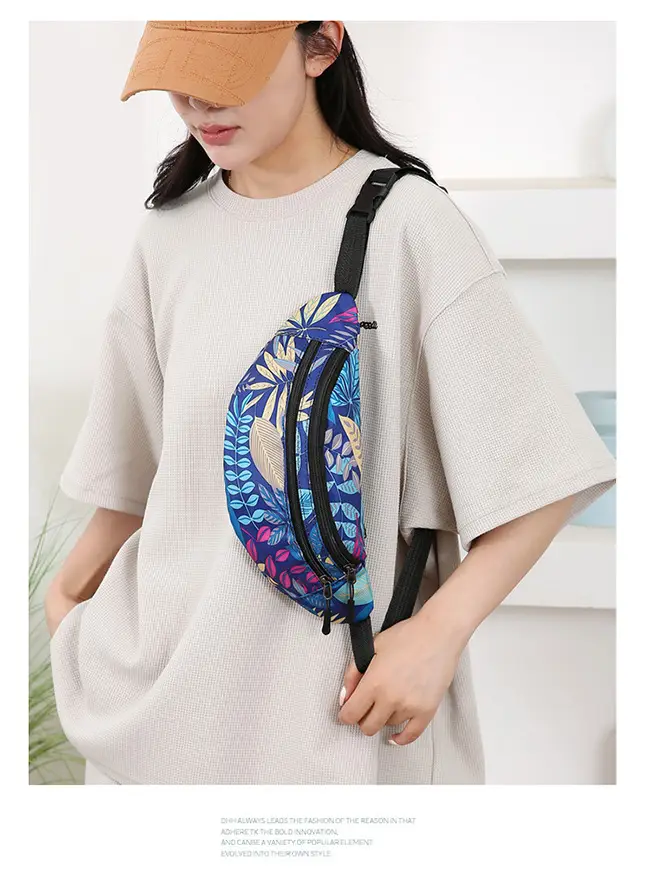 Outdoor Printed Mobile Phone Waist Bag Multi-compartment Double Zipper — feature 20
