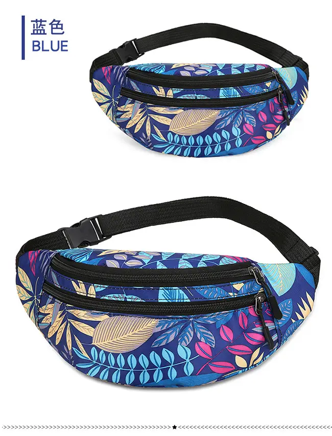Outdoor Printed Mobile Phone Waist Bag Multi-compartment Double Zipper — feature 24