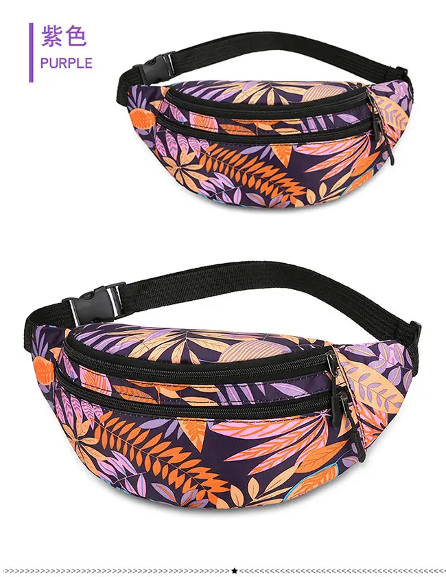 Outdoor Printed Mobile Phone Waist Bag Multi-compartment Double Zipper — feature 25