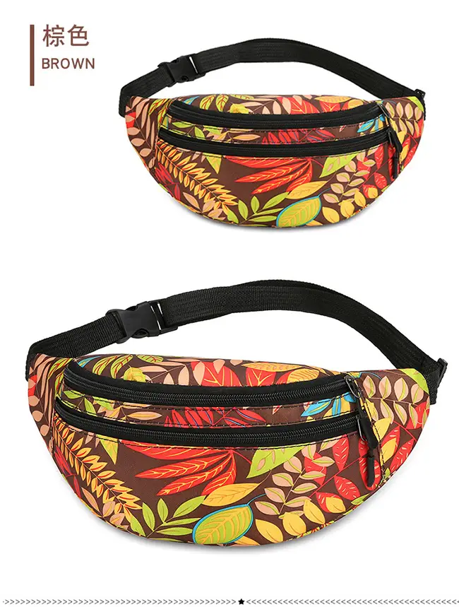 Outdoor Printed Mobile Phone Waist Bag Multi-compartment Double Zipper — feature 26