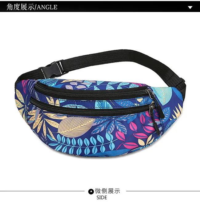 Outdoor Printed Mobile Phone Waist Bag Multi-compartment Double Zipper — feature 27